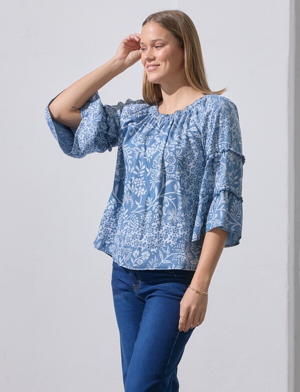 Blusa Lyocell Det Frunces AZUL/MULTI