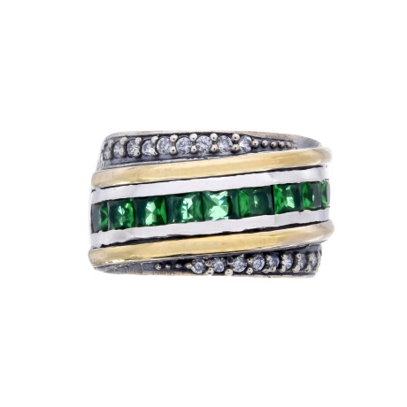 Anillo de plata 925, double en oro 18 ktes y circonias. Anillo de plata 925, double en oro 18 ktes y circonias.