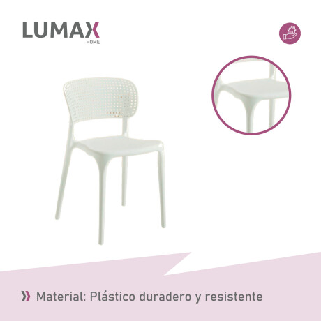 Silla Oslo Lumax Plástico Apilable Comedor Jardin Exterior Blanco