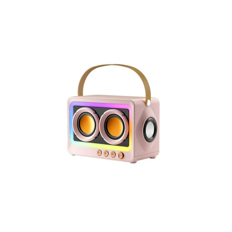 Parlante portátil Bluetooth con luces LED Rosa