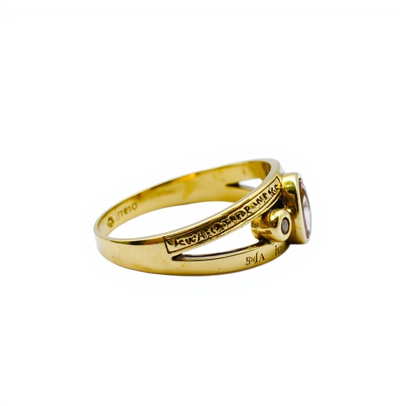 Anillo Solitario-Oro bajo-Piedra Amatista y Zirconia-AN8218 conpiedra