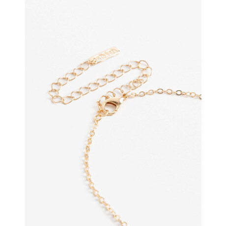 Collar Corto Metal Y Nácar Dorado