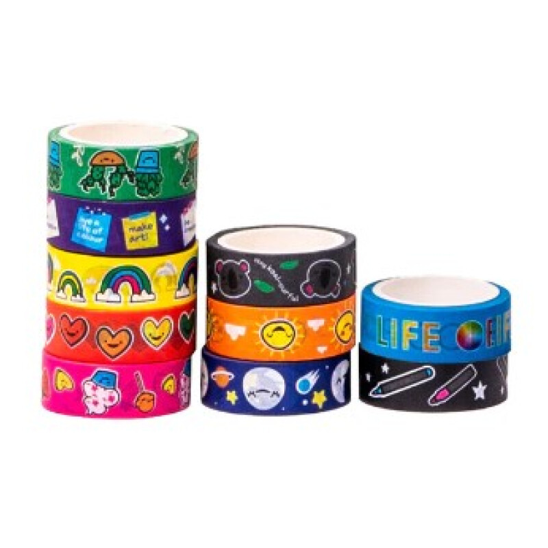 DOODLE WASHI TAPE -10 ROLLOS Life Of Colour Unica
