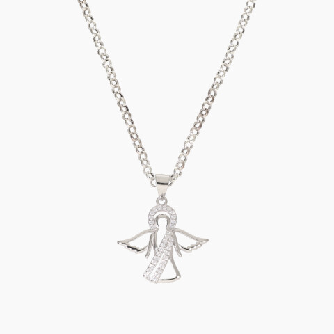 Cadena con dije ángel de la guarda en plata 925 y circonias Cadena Con Dije ángel De La Guarda En Plata 925 Y Circonias