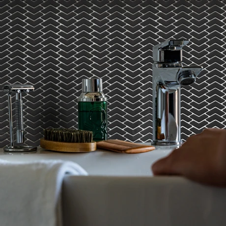 Mosaico De Vidrio 29X29.50 Color Negro Mate Porcelamika 000