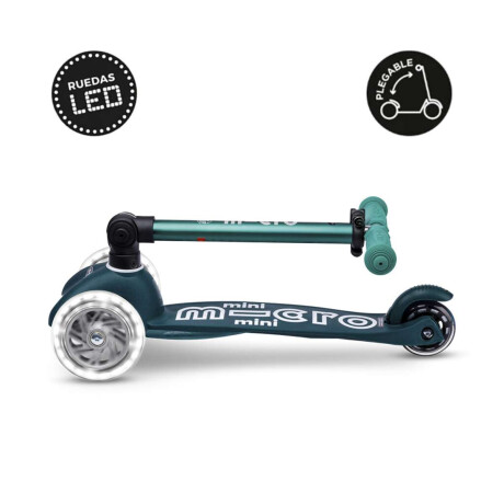 Monopatín Micro Mini Plegable Neón Led Ajustable Con 3 Ruedas Verde