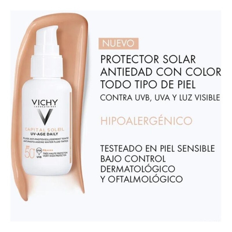 Protector Solar FPS50+ Vichy Capital Soleil UV-Age Daily Color 40ml Protector Solar FPS50+ Vichy Capital Soleil UV-Age Daily Color 40ml