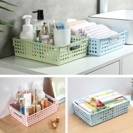 Caja Organizadora Baja Canasto Multiuso Grande en Plástico Celeste