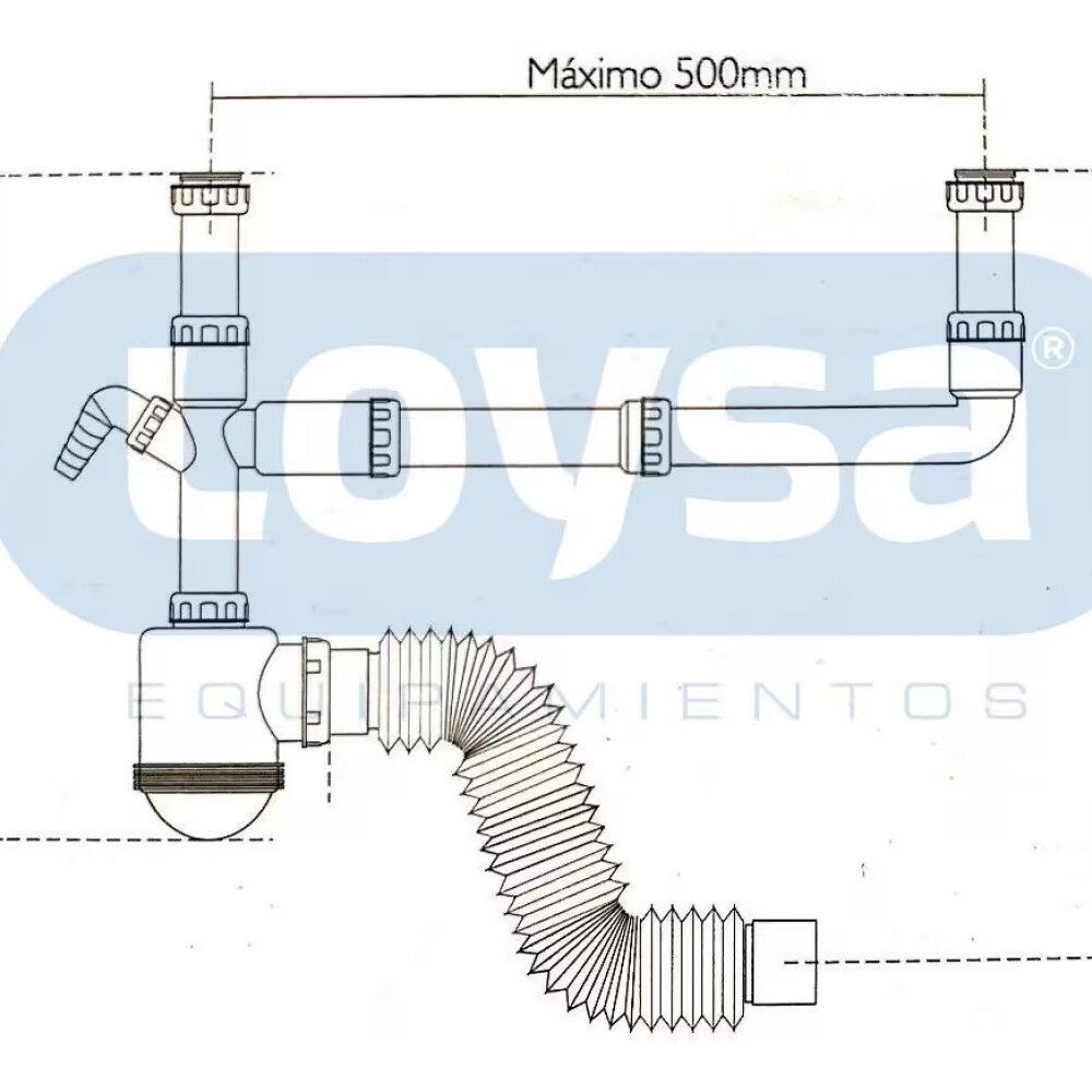 Sifón botella doble con tuerca gris Inplast Sifón Botella Doble Con Tuerca Gris Inplast