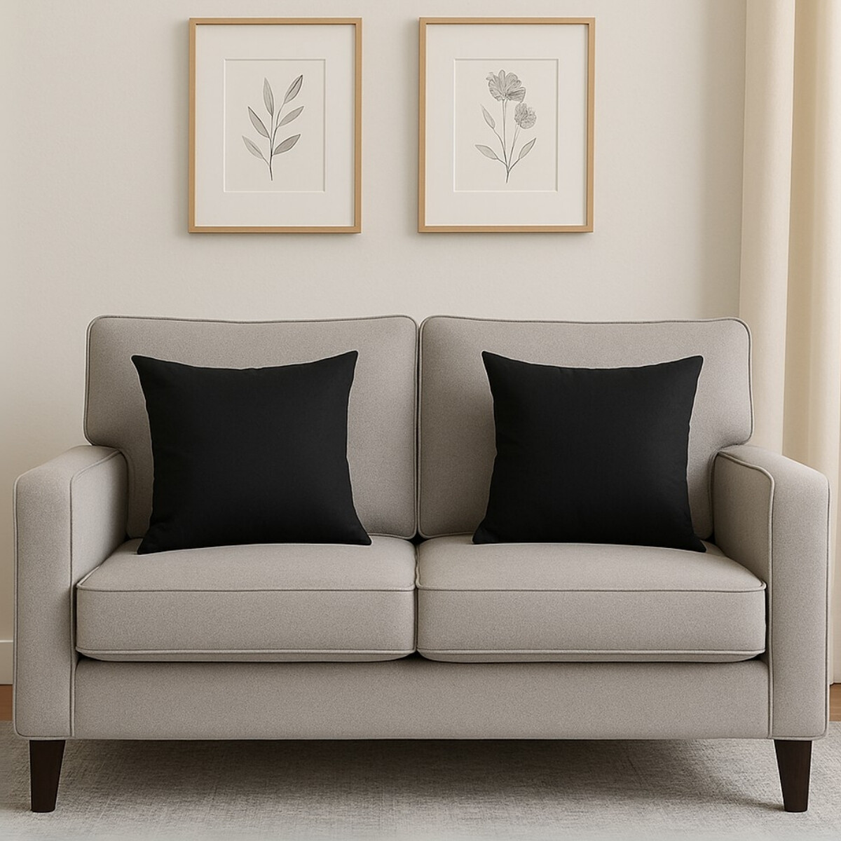 Set x2 funda de almohadones lisa 43 x 43 cm - NEGRO 