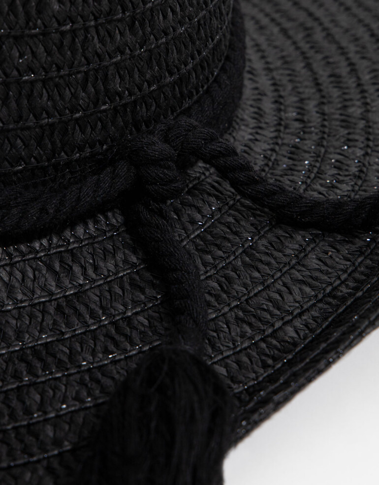 Sombreros Verano Sombreros Negro Con Cordon - Negro