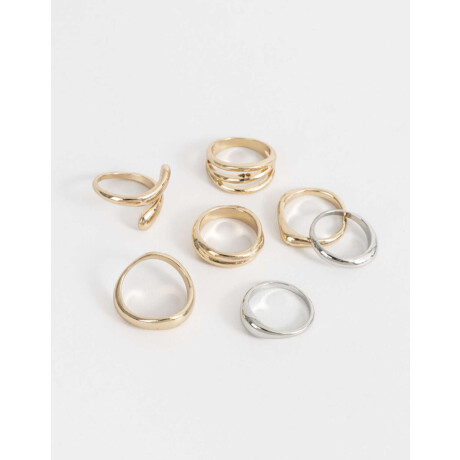 Sets De Anillos Mix Plating Combinacion Bicolor