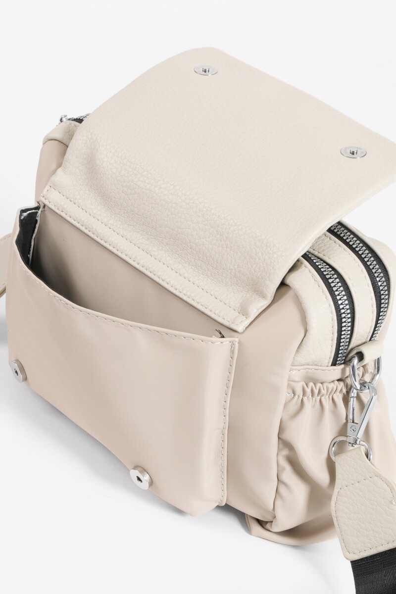 Bandolera bolsillo cierre beige