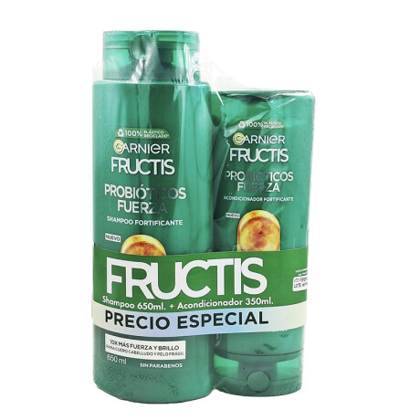 Pack Garnier Fructis probióticos fuerza shampoo 650 ml + aco 350 ml Pack Garnier Fructis probióticos fuerza shampoo 650 ml + aco 350 ml