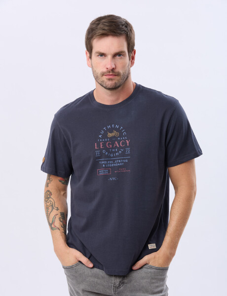 REMERA ESTAMPADA DE ALGODÓN Azul