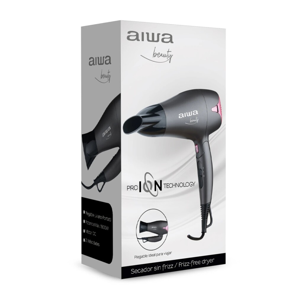Secador de Pelo Aiwa AW-THD1839 Plegable 1800W (AW-THD1839) AIWA - SECADOR PELO PLEG.S/FRIZZ 2 VEL.1800W (CH)