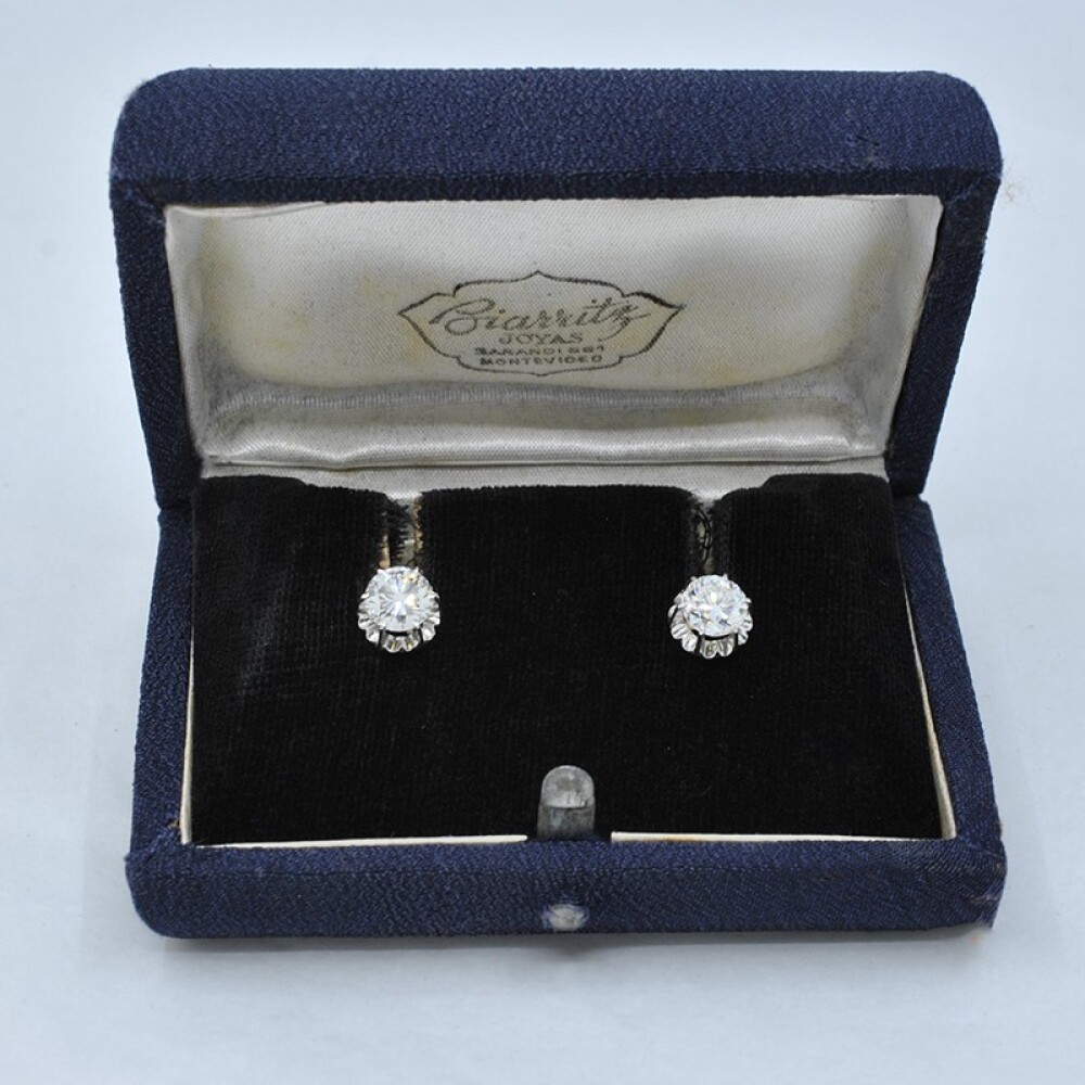 Caravanas Antiguas En Oro 18K Y Brillantes Caravanas Antiguas En Oro 18K Y Brillantes