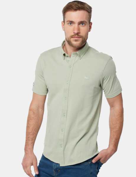 CAMISA LISA EN PIQUE Menta