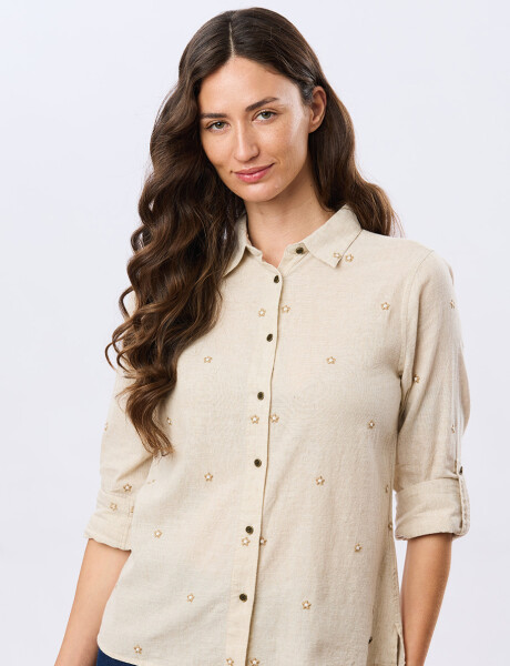 CAMISA BORDADA DE LINO Arena