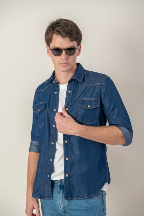Camisa Denim Western Camisa Denim Western
