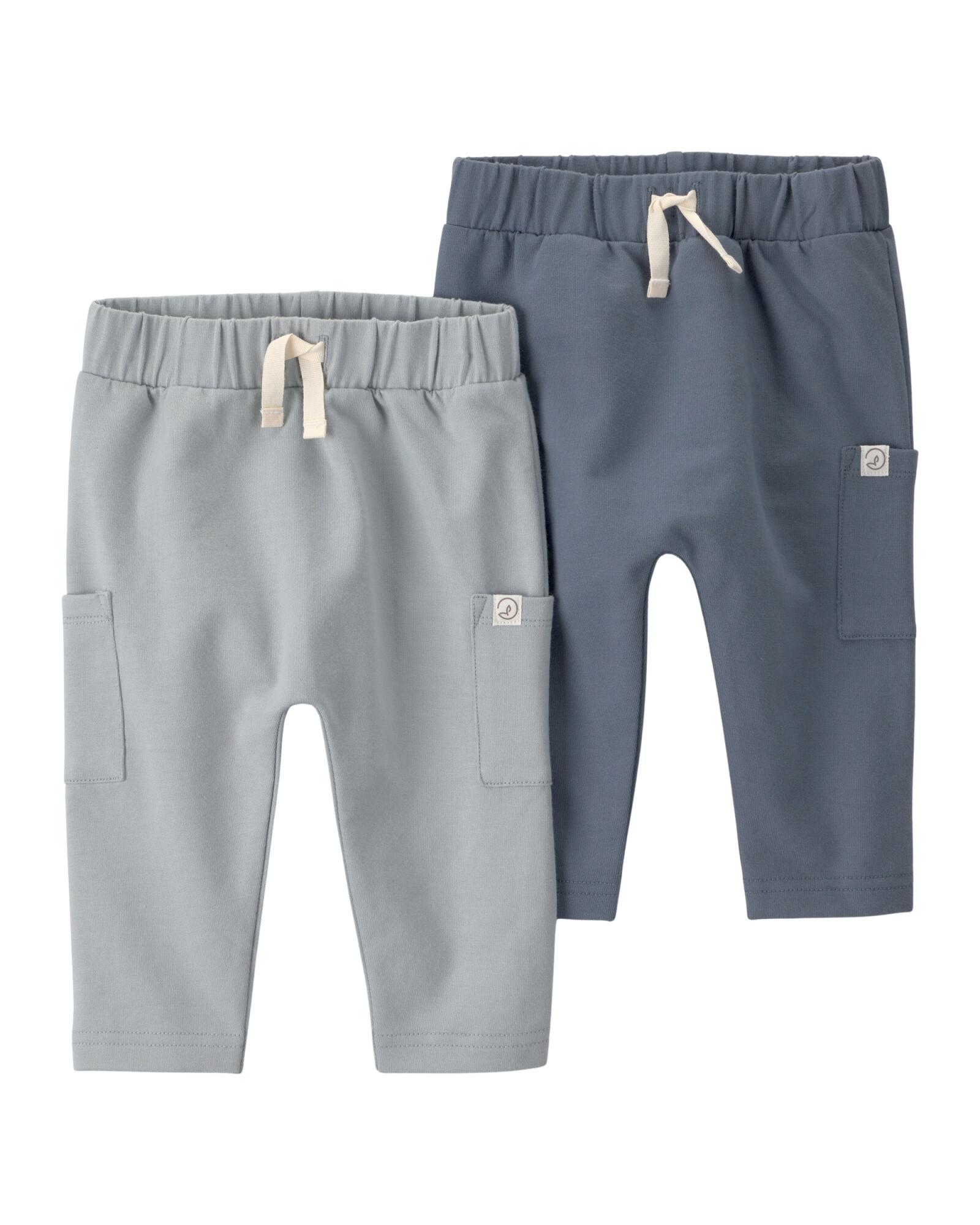 Pack dos pantalones de algodón orgánico, azul y gris Sin color