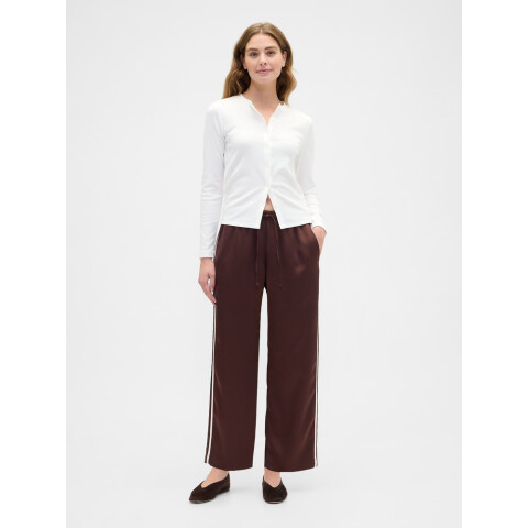 V-SATIN STRAIGHT PO SIDE STRIPE DARK BROWN 1