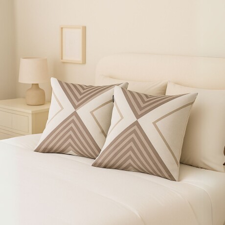 Set x2 funda de almohadones lisa 43 x 43 cm RAYAS BEIGE