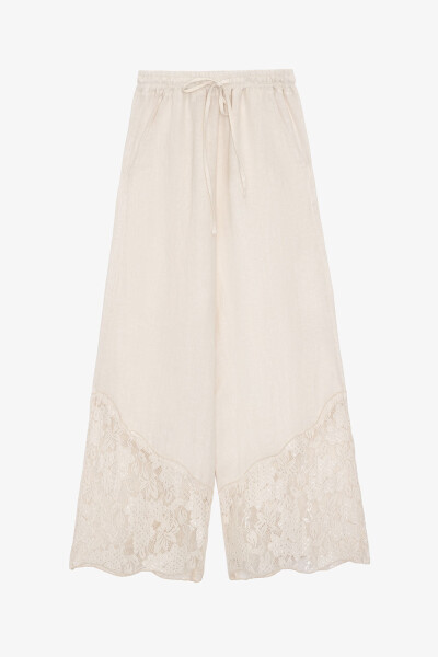PANT LINO ENCAJE Crudo