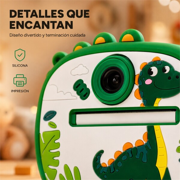 Cámara Infantil Instantánea Gatito con Doble Lente y Selfie VERDE