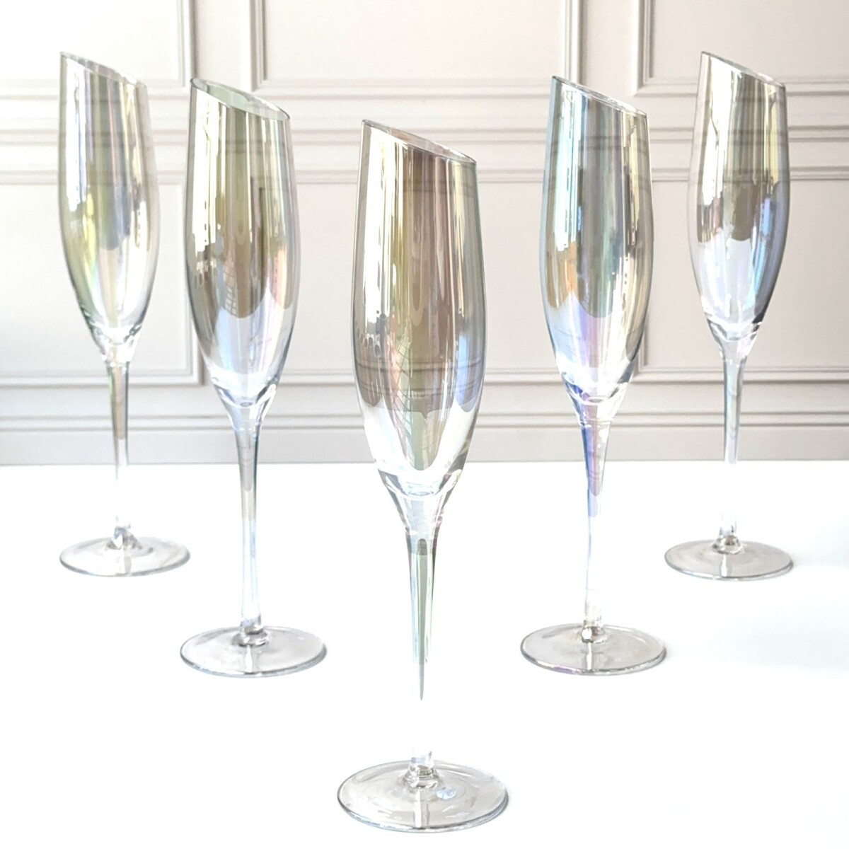 Juego De 6 Copas Champagne Cristal Magic Sesgado 185ML 