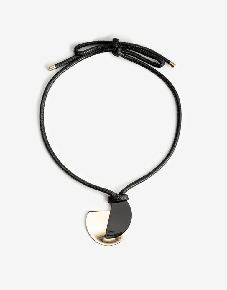 Collares Largos Metal Collar Largo Cordón Chapones - Dorado