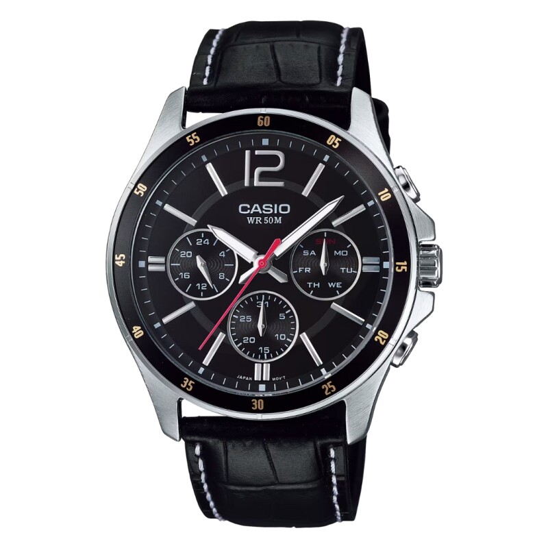 Reloj Casio MTP1374L 1AVDF para hombre de cuero Negro