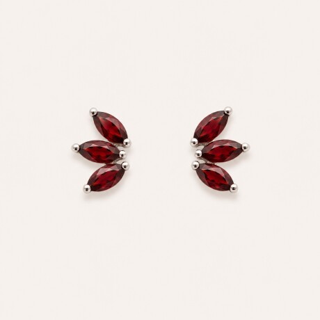 Caravanas Petals Granate - Plata 925 Caravanas Petals Granate - Plata 925