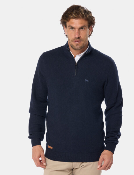 BUZO TEXTURADO MEDIO CIERRE Azul