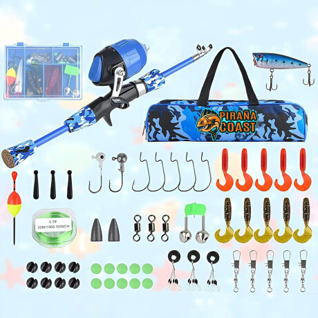 Set Caña De Pesca Piraña Coast Infantil 1.20mts + Reel + Acces. Cpg008001