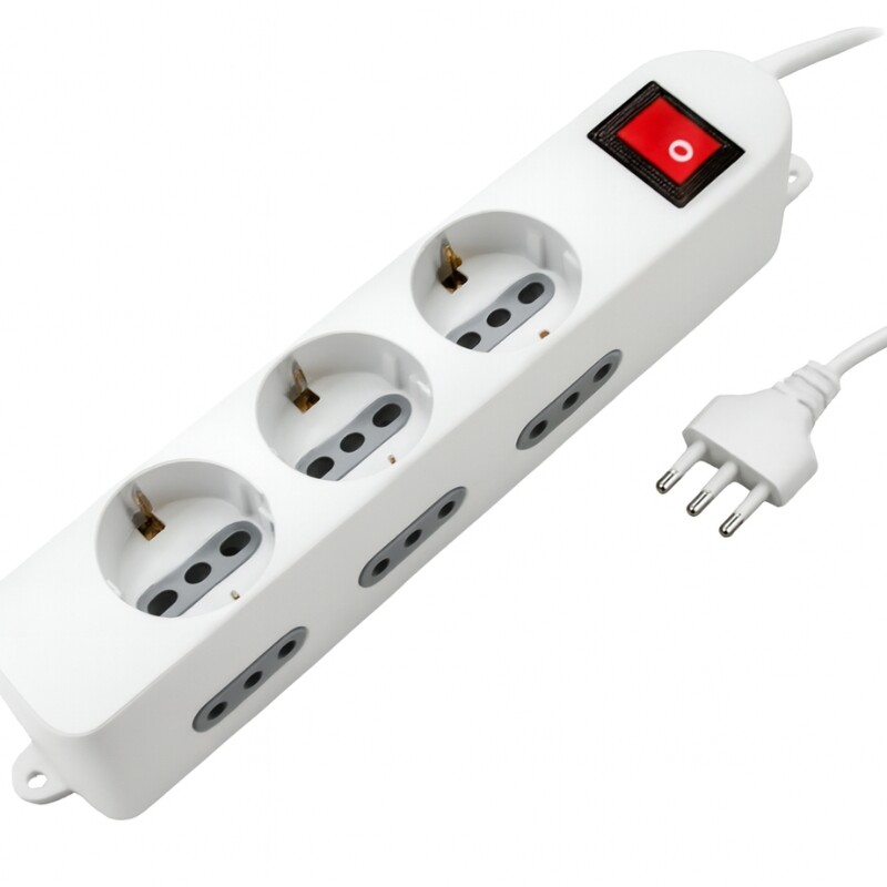 ALARGUE 3 SCHUKO 6 MODULOS CON INTERRUPTOR - BLANCO Alargue 3 Schuko 6 Modulos Con Interruptor Blanco