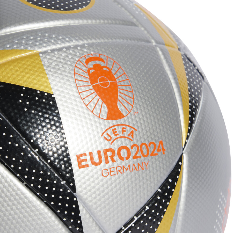 Pelota Adidas Euro 24 Plata-Negro-Naranja