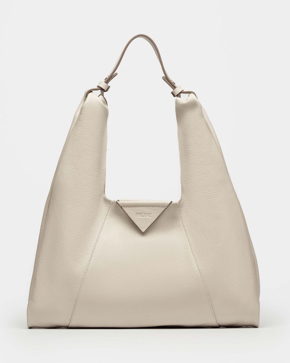 Cartera al hombro The Shopping En Cuero Graneado - Natural 