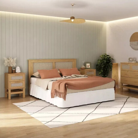 Mesa De Luz 2 Cajones Madera Maciza Ratan Natural Mesa De Luz 2 Cajones Madera Maciza Ratan Natural