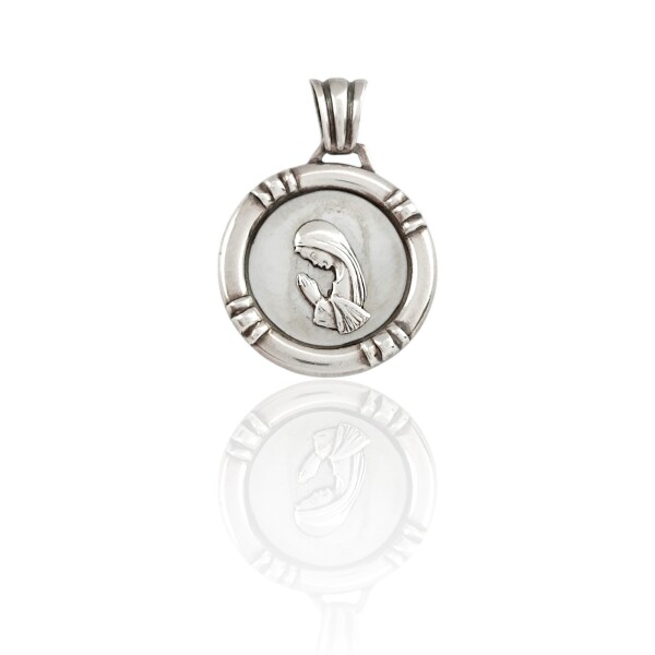 Dije Colgante Virgen Niña-Plata 925-Nacar-CP3649 Conpiedra