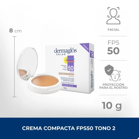 Dermaglós Protector Solar Compacto con Color Tono 2 FPS 50 Dermaglós - 10 gr Dermaglós Protector Solar Compacto con Color Tono 2 FPS 50 Dermaglós - 10 gr