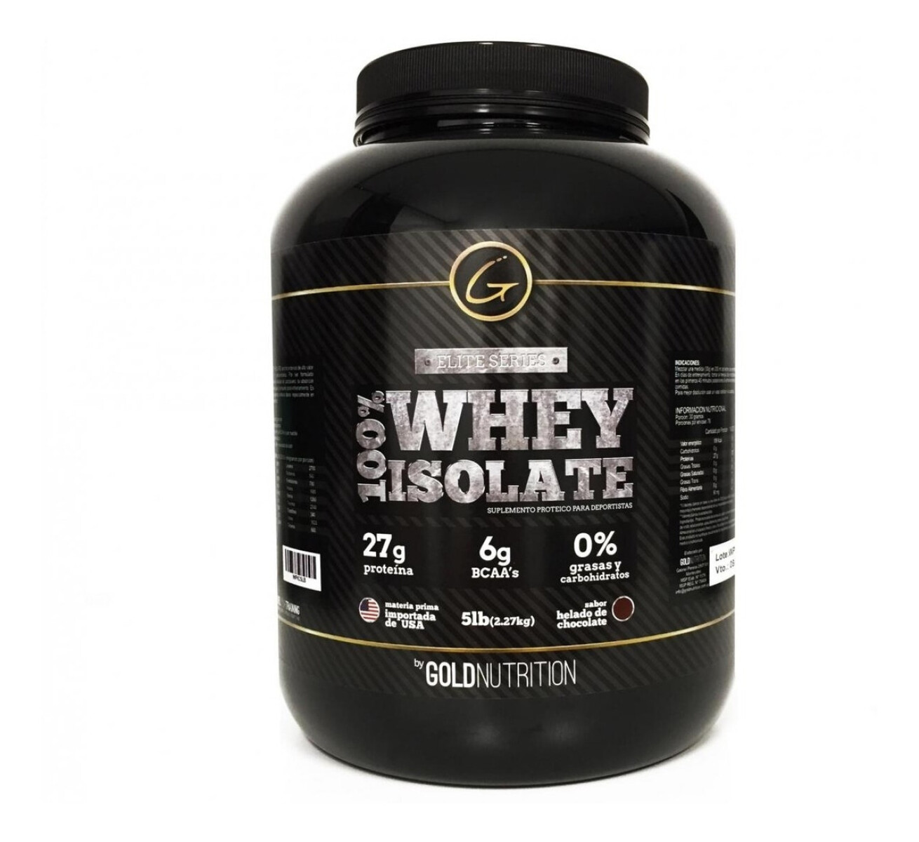 Whey Protein Isolate 100% Gold Nutrition Chocolate 2,27 Kgs. 