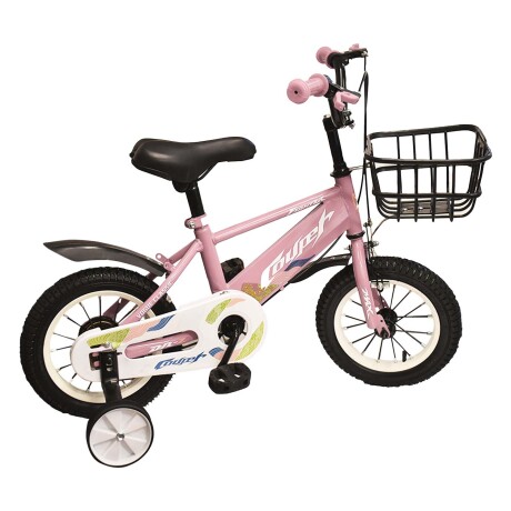 Bicicleta Infantil Rod 12 con Rueditas Entrenamiento y Cesto Rosa