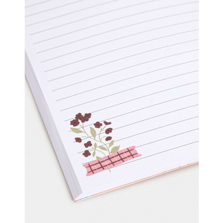 Cuaderno A5 Tapa Blanda Encuadernado Con Bordados Rosa Claro