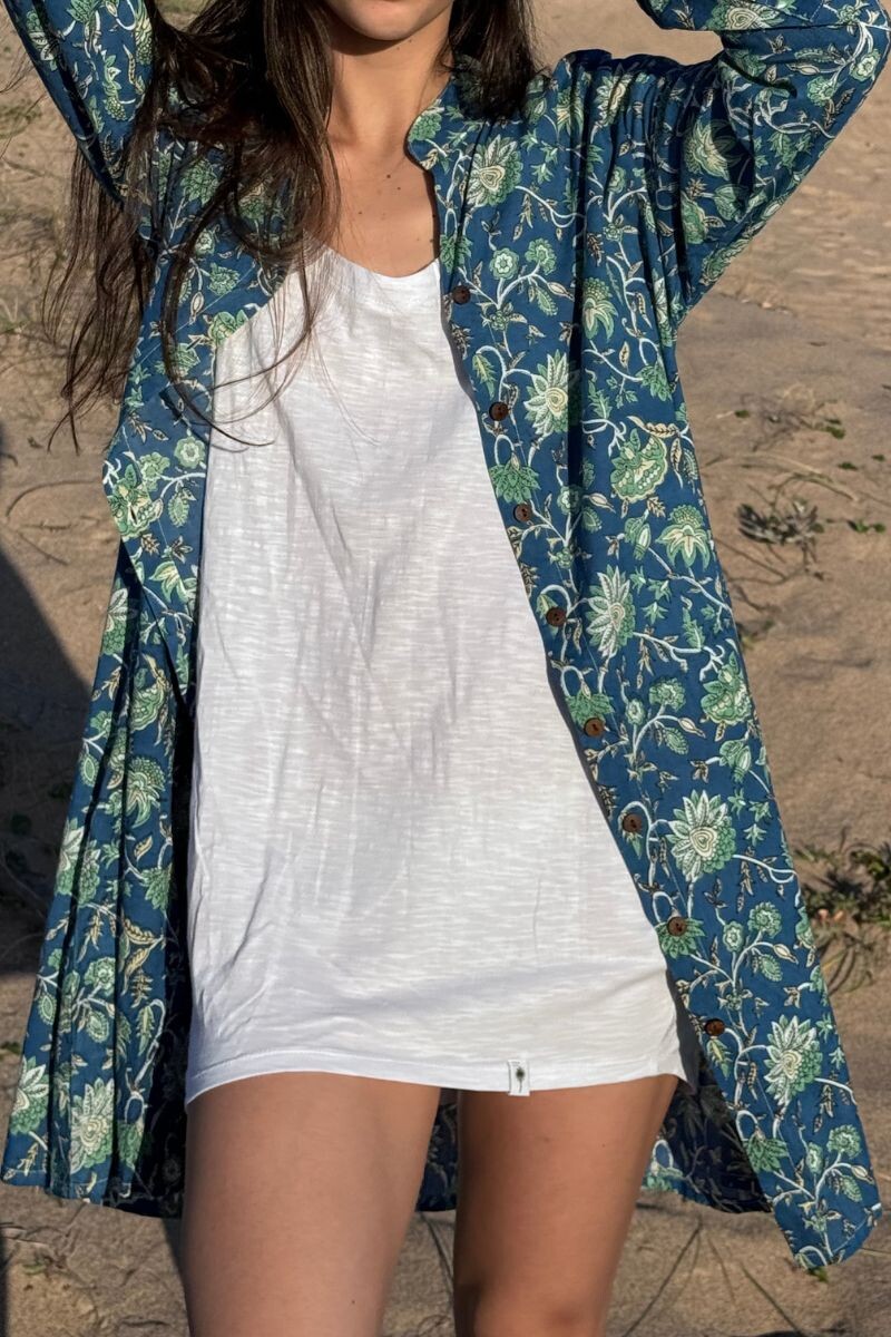 Camisa Cala Block Print Azul