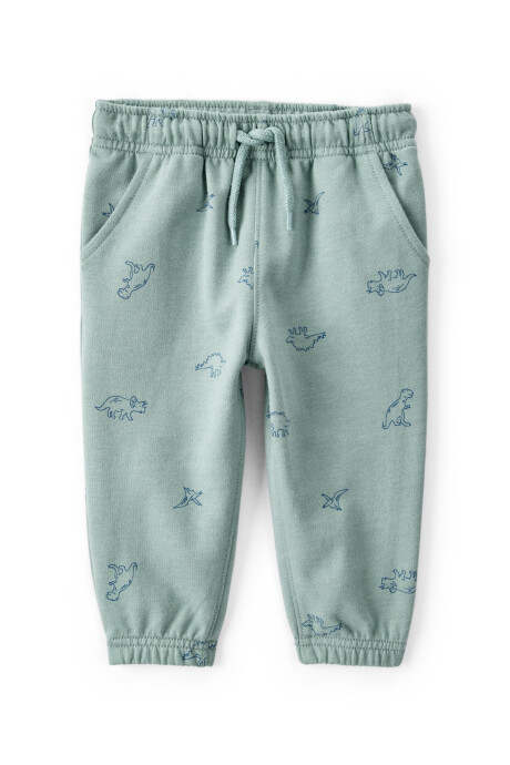 Set dos piezas de algodón, pantalón y canguro, diseño dinos. Talles 6-24M Sin color