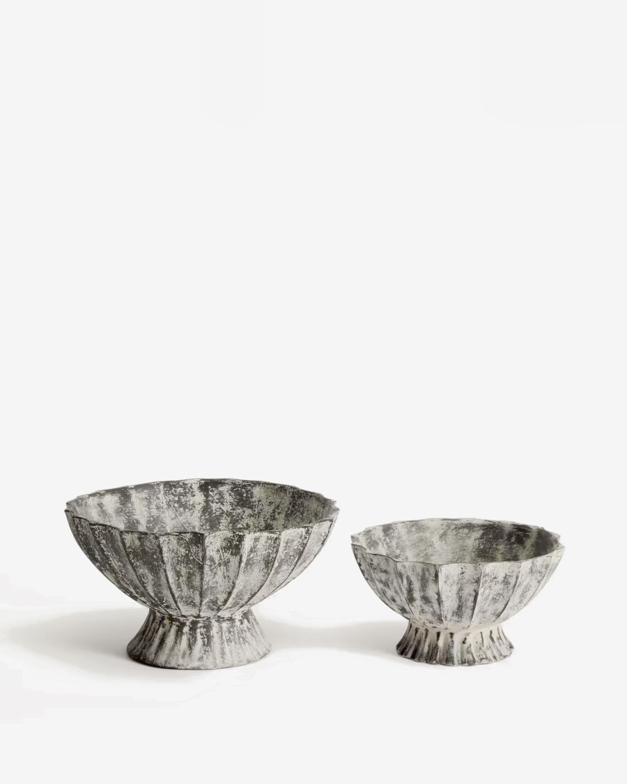 Centro de mesa Valura de papel maché gris Ø 26 cm