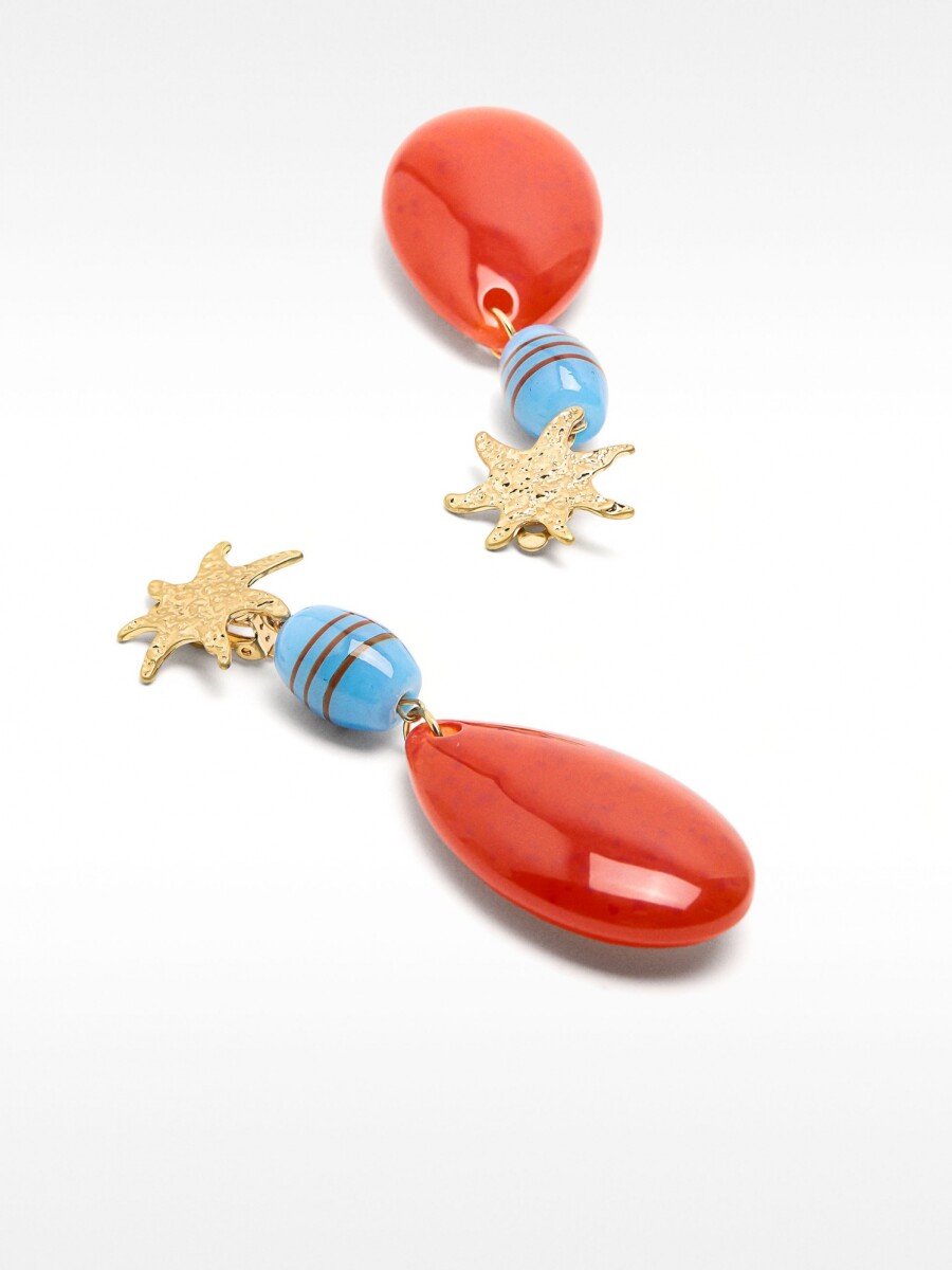 Pendientes Largos Con Estrella multicolor