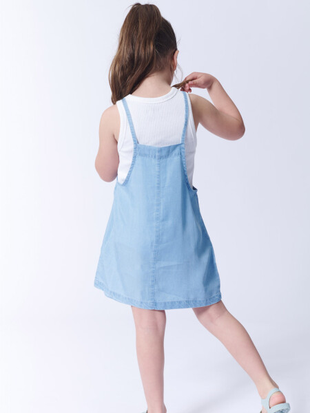 Vestido con bolsillos tencel Celeste