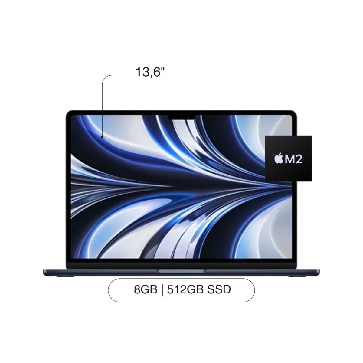 APPLE Macbook Air MLY43LE/A 13.6' 512GB SSD / 8GB M2 Chip - Midnight 